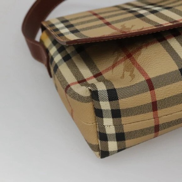 BURBERRY Nova Check Shoulder Bag PVC Leather Beige - Picture 8 of 16
